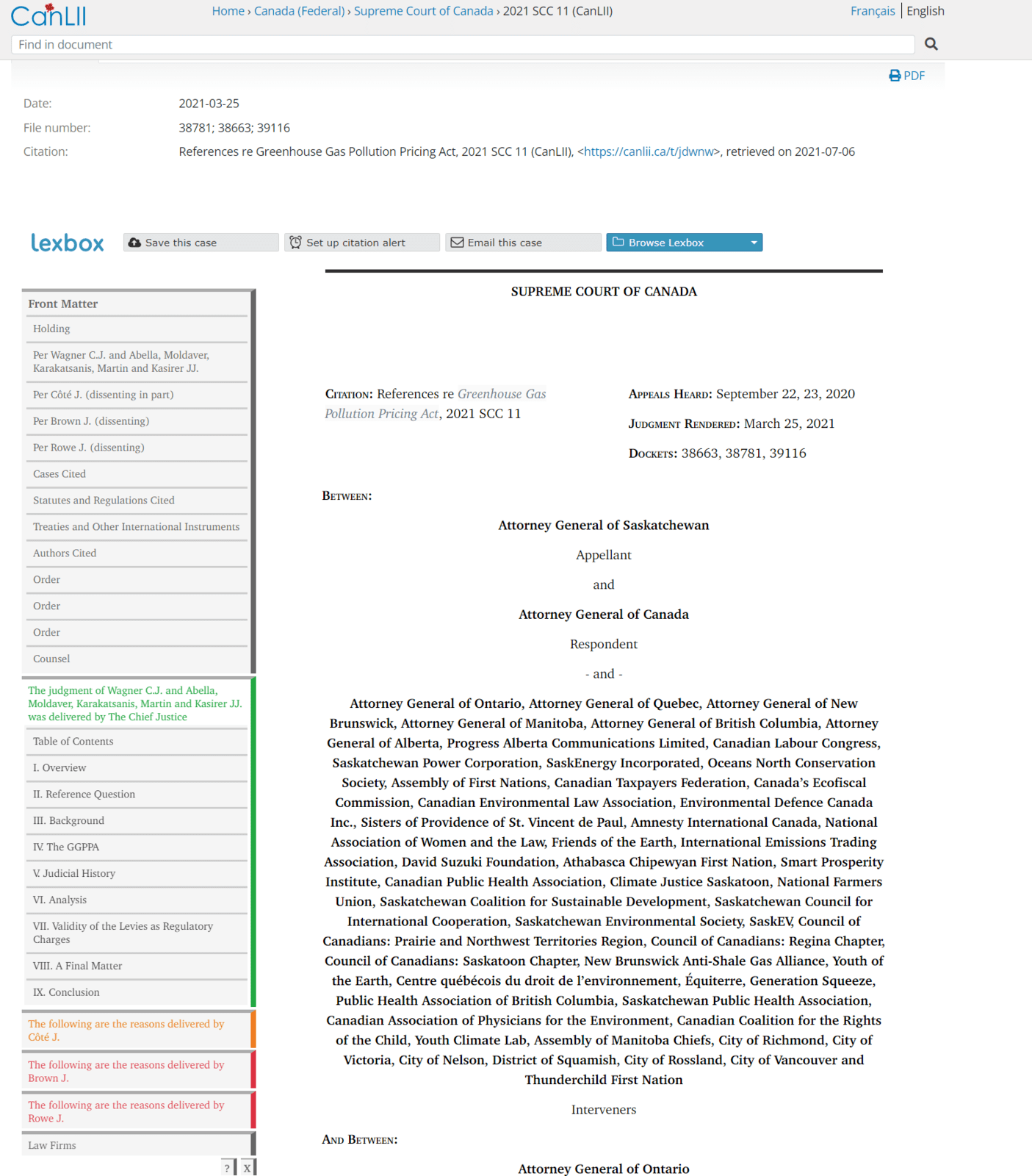 iDissent in action on CanLII page